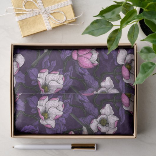 Bloomende magnolia en titmuis bird 4 tissuepapier (Geschenk)