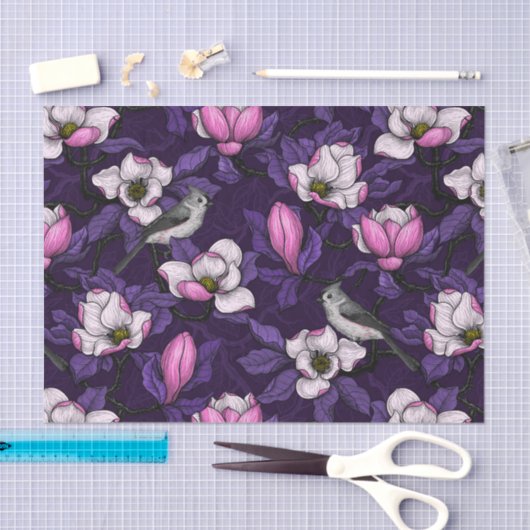 Bloomende magnolia en titmuis bird 4 tissuepapier (Craft)