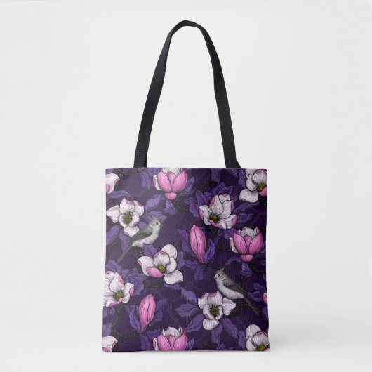 Bloomende magnolia en titmuis bird 4 tote bag (Voorkant)
