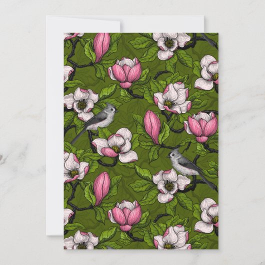 Bloomende magnolia en titmuisvogel 2 (Voorkant)