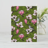 Bloomende magnolia en titmuisvogel 2 (Staand voorkant)