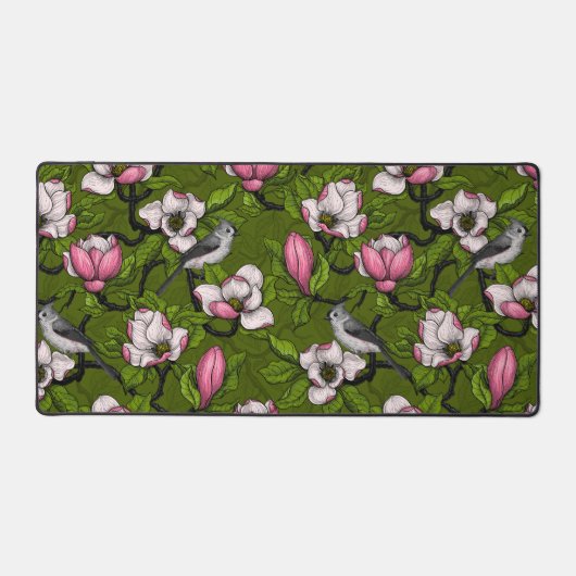 Bloomende magnolia en titmuisvogel 2 bureaumat (Voorkant)