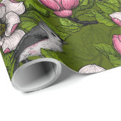 Bloomende magnolia en titmuisvogel 2 cadeaupapier (Rol Hoek)