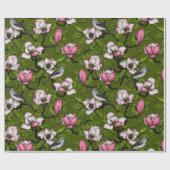 Bloomende magnolia en titmuisvogel 2 cadeaupapier (Vlak)