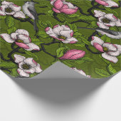 Bloomende magnolia en titmuisvogel 2 cadeaupapier (Hoek)