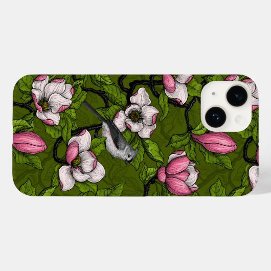 Bloomende magnolia en titmuisvogel 2 Case-Mate iPhone case (Achterkant (horizontaal))