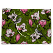 Bloomende magnolia en titmuisvogel 2 groot cadeauzakje (Achterkant)