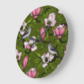 Bloomende magnolia en titmuisvogel 2 grote klok (Hoek)