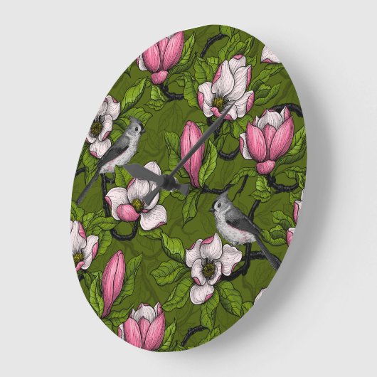 Bloomende magnolia en titmuisvogel 2 grote klok (Hoek)