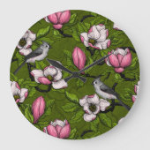 Bloomende magnolia en titmuisvogel 2 grote klok (Voorkant)