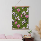 Bloomende magnolia en titmuisvogel 2 hangend wandkleed (Slaapkamer)