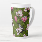 Bloomende magnolia en titmuisvogel 2 latte mok (Rechterhoek)