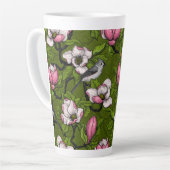 Bloomende magnolia en titmuisvogel 2 latte mok (Linkerhoek)
