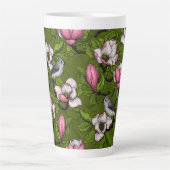 Bloomende magnolia en titmuisvogel 2 latte mok (Voorkant)