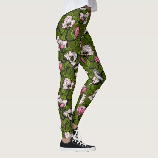 Bloomende magnolia en titmuisvogel 2 leggings (Rechts)