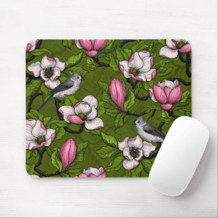 Bloomende magnolia en titmuisvogel 2 muismat