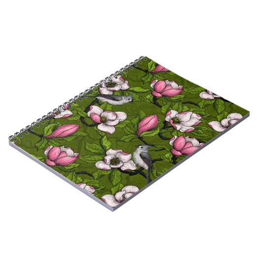 Bloomende magnolia en titmuisvogel 2 notitieboek (Linkerzijde)