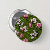 Bloomende magnolia en titmuisvogel 2 ronde button 5,7 cm (Voorkant /achterkant)