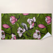 Bloomende magnolia en titmuisvogel 2 strandlaken (Voorkant)