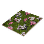 Bloomende magnolia en titmuisvogel 2 tegeltje (Zijkant)