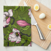 Bloomende magnolia en titmuisvogel 2 theedoek (Quarter Fold)