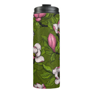 Bloomende magnolia en titmuisvogel 2 thermosbeker