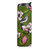 Bloomende magnolia en titmuisvogel 2 thermosbeker (Gedraaid links)