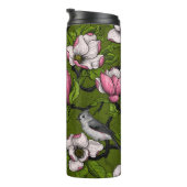 Bloomende magnolia en titmuisvogel 2 thermosbeker (Geroteerd rechts)