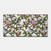 Bloomende magnolia en titmuisvogel bureaumat (Voorkant)