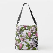 Bloomende magnolia en titmuisvogel crossbody tas (Achterkant)