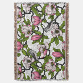 Bloomende magnolia en titmuisvogel deken (Voorkant Verticaal)