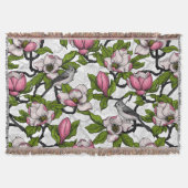 Bloomende magnolia en titmuisvogel deken (Voorkant)