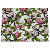 Bloomende magnolia en titmuisvogel groot cadeauzakje (Voorkant)