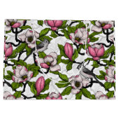 Bloomende magnolia en titmuisvogel groot cadeauzakje (Achterkant)