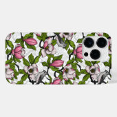 Bloomende magnolia en titmuisvogel iPhone hoesje (Achterkant horizontaal)
