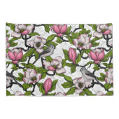 Bloomende magnolia en titmuisvogel kussensloop (Achterkant-Rechts)
