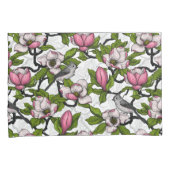 Bloomende magnolia en titmuisvogel kussensloop (Voorkant-Rechts)