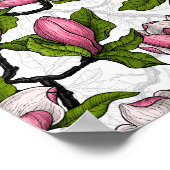 Bloomende magnolia en titmuisvogel poster (Hoek)