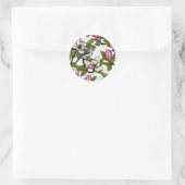 Bloomende magnolia en titmuisvogel ronde sticker (Tas)