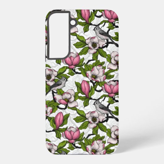 Bloomende magnolia en titmuisvogel samsung galaxy hoesje (Achterkant)
