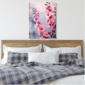 Bloomende roze bloemen canvas afdruk (Insitu (Slaapkamer))