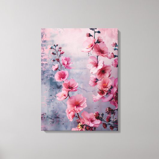 Bloomende roze bloemen canvas afdruk (Voorkant)