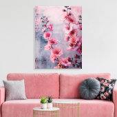 Bloomende roze bloemen canvas afdruk (Insitu (Woonkamer))