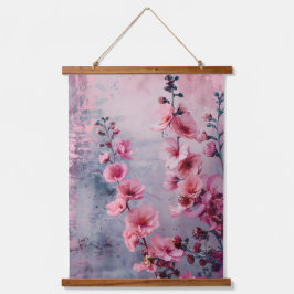 Bloomende roze bloemen hangend wandkleed