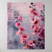 Bloomende roze bloemen poster (Voorkant)