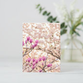 Bloomende roze Paarse Magnolias Spring Flower Briefkaart (Staand voorkant)