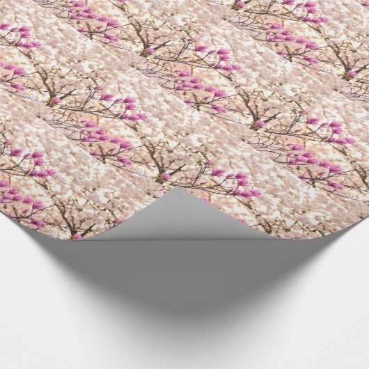 Bloomende roze Paarse Magnolias Spring Flower Cadeaupapier (Hoek)