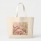 Bloomende roze Paarse Magnolias Spring Flower Grote Tote Bag (Voorkant)