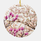 Bloomende roze Paarse Magnolias Spring Flower Keramisch Ornament (Achterkant)