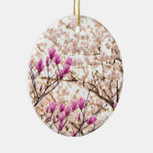 Bloomende roze Paarse Magnolias Spring Flower Keramisch Ornament (Rechts)